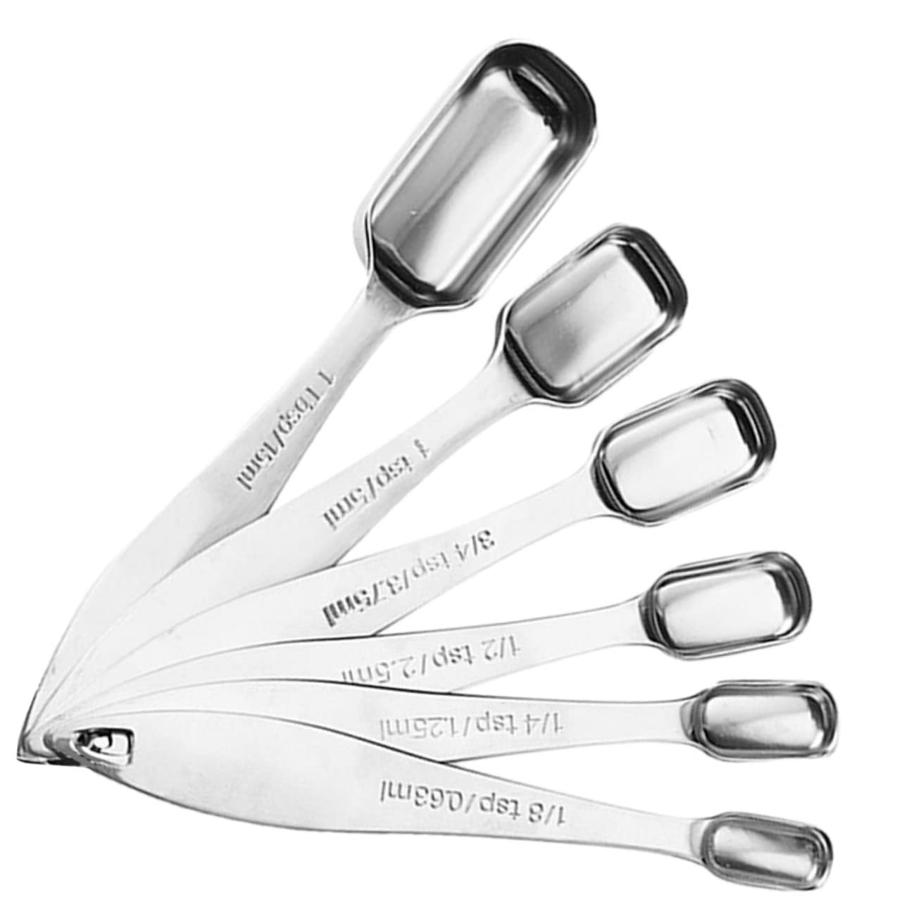 6pcs Stainless Steel Measuring Spoon for Kitchen Seasoning Spoons Ergonomic Handle Compact Design for Easy Storage for Baking and Cooking