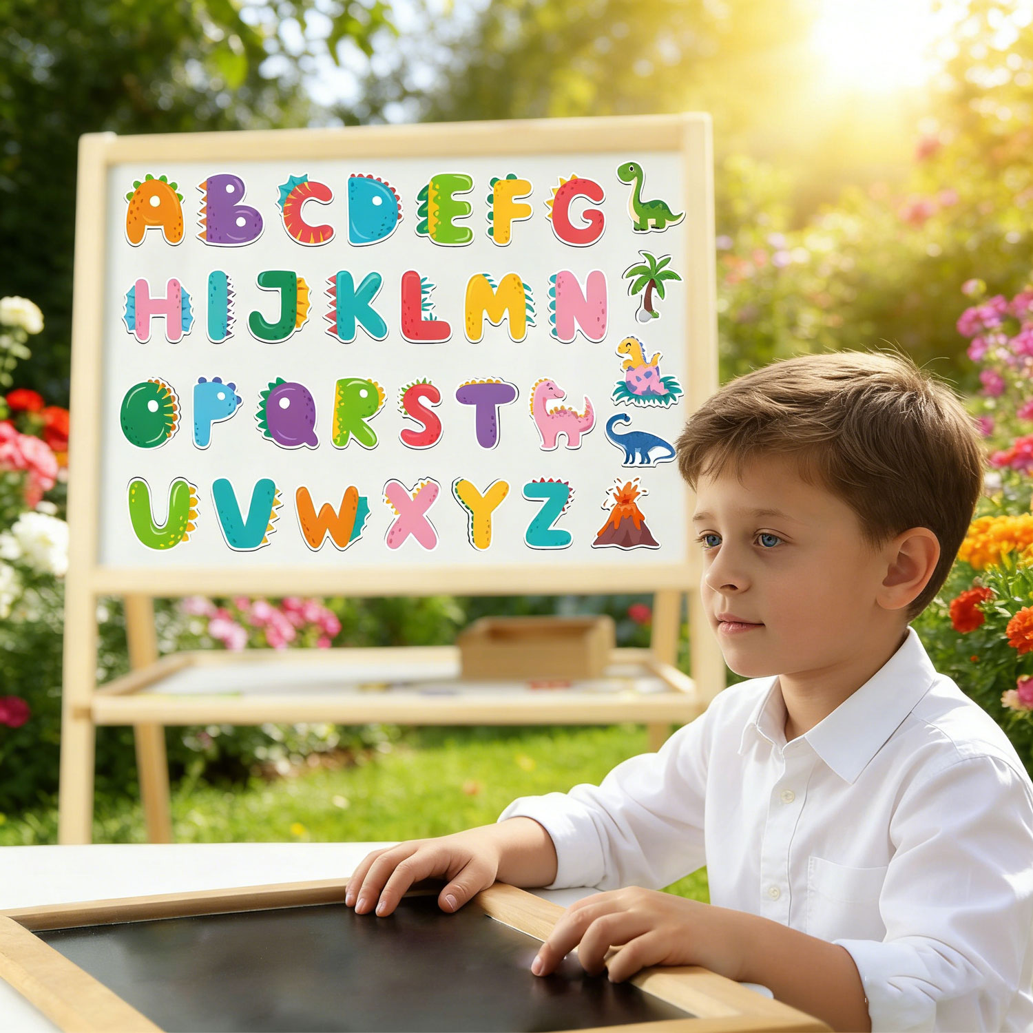 Dino ABC Magnetic Letters | Dinosaur-Themed Alphabet Magnets for Fridge & Whiteboard, Early Learning Toys for Preschool & Kindergarten