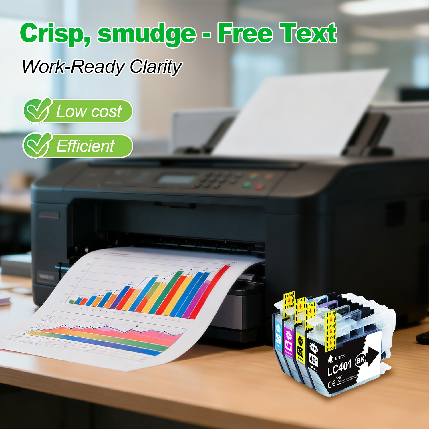 LC401 Ink Cartridges Replacement for Brother Printer Ink LC401 LC 401 Compatible with LC401 Ink Cartridges for Brother Printer MFC-J1010DW MFC-J1170DW MFC-J1012DW, 4PK（Black/Cyan/Magenta/Yellow)