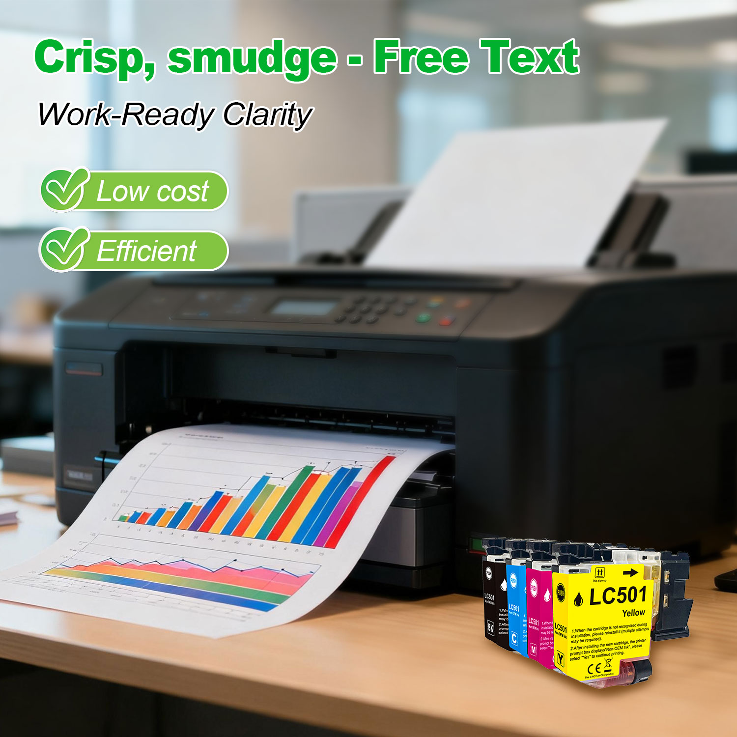 LC501 LC501XL Ink Cartridges for Brother Printer Compatible for Brother LC501 Ink Cartridges LC501XL LC 501 XL Work with MFC-J1360DW MFC-J1410DW MFC-J1260W Printer (Black Cyan Magenta Yellow, 4 Pack)