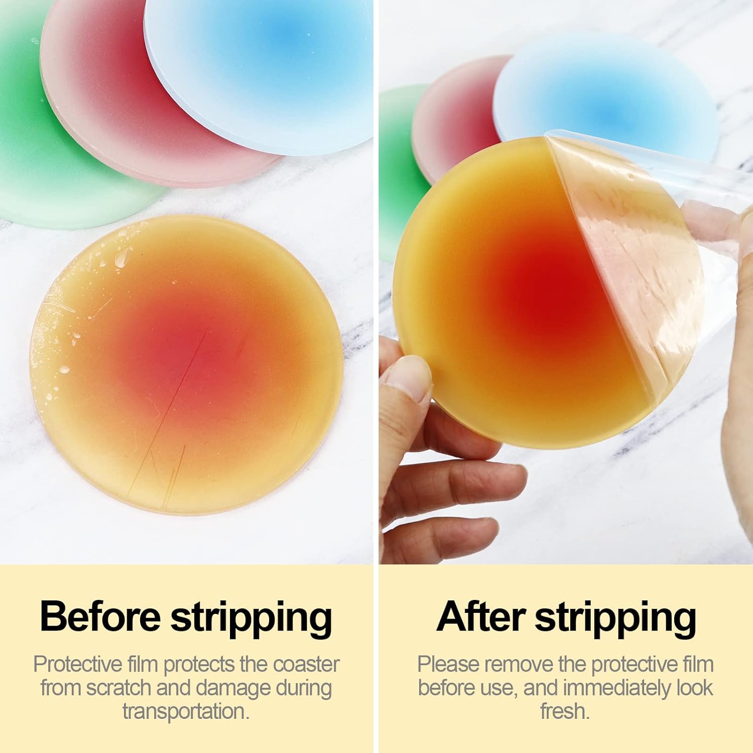 Drink Coasters Colorful Acrylic Coaster Set 4 Pcs , 3.8 Inch Round Non-Slip Table Coasters Coasters for Coffee Table