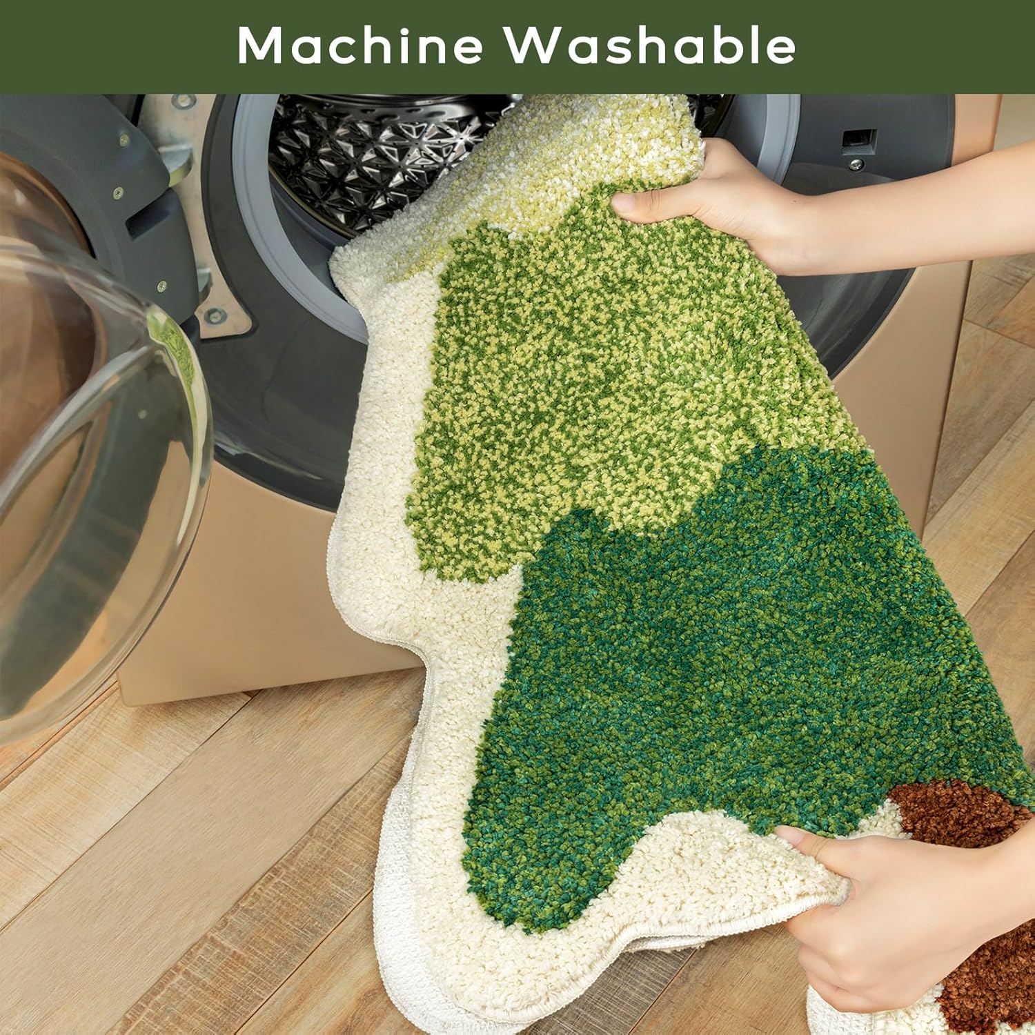 Christmas Tree Design Tufted Rug | 60x90cm Light Green Holiday Floor Mat, High-Pile Absorbent Doormat for Indoor & Outdoor Festive Decor