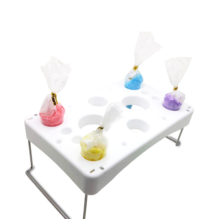 Piping bag shelf Decorating bag rack Cake decorating frosting bag rack Stainless steel feet Cake tools DIY baking 12 cavity cream bag rack (1 Packs)
