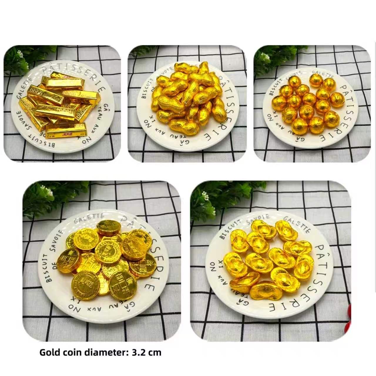 Gold Coin, Bar, Ingot & Ball Shaped Chocolate Candies, Bulk Pack 5 lbs Assorted Foil Wrapped Milk Chocolate