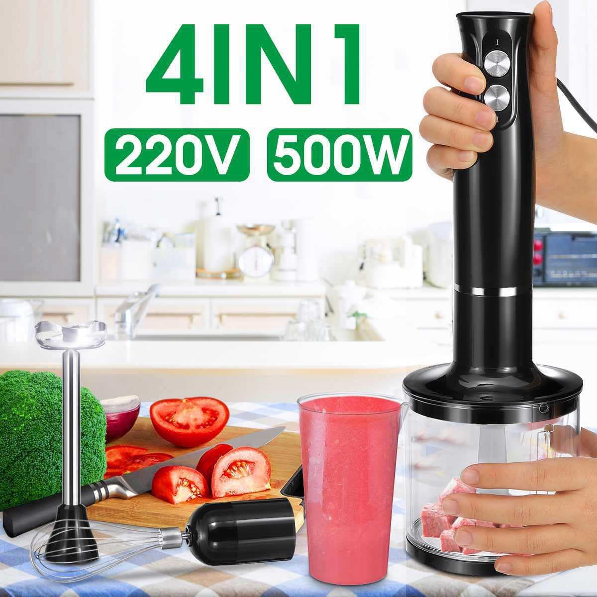 4 in 1 Hand Blender Electric Immersion Stick Mixer Whisk Egg Beater Baby Food Maker 500W Multifunctional Kitchen Appliance
