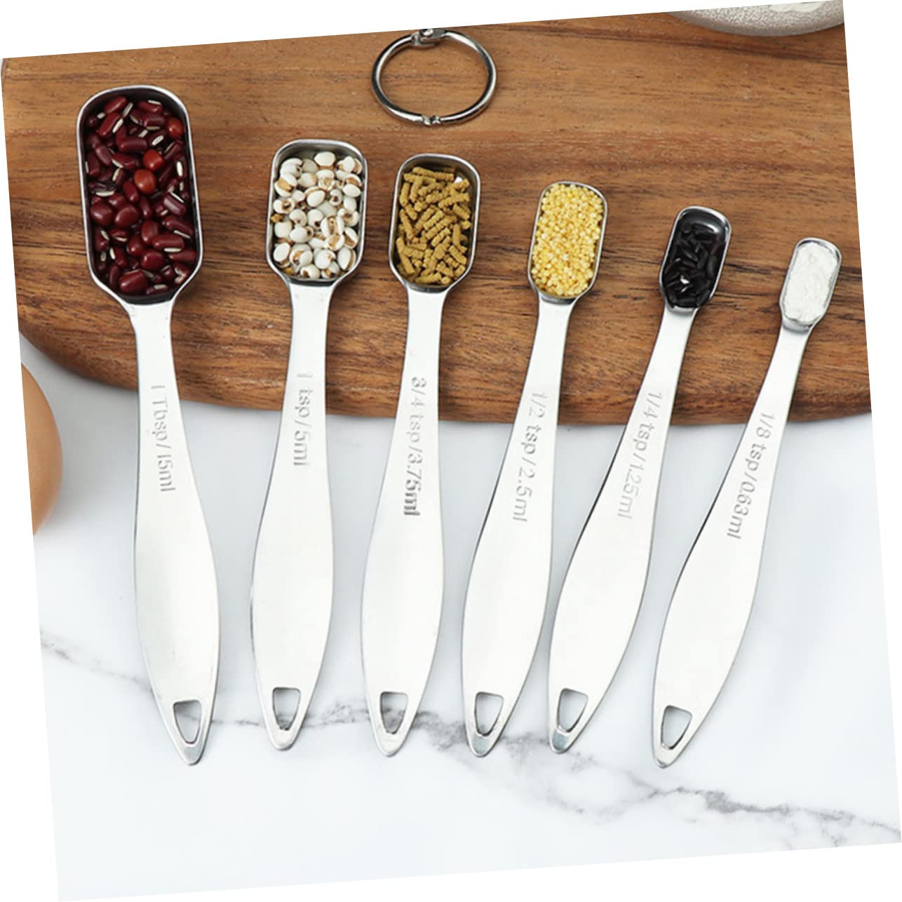 6pcs Stainless Steel Measuring Spoon for Kitchen Seasoning Spoons Ergonomic Handle Compact Design for Easy Storage for Baking and Cooking
