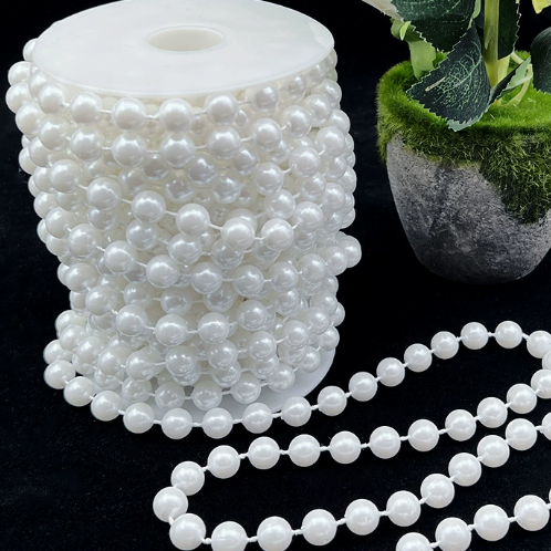 6-14mm Artificial Pearl Bead Garland Strand, Continuous Plastic Pearl String for Wedding Party Decor, DIY Craft, Wreath & Bouquet Embellishment