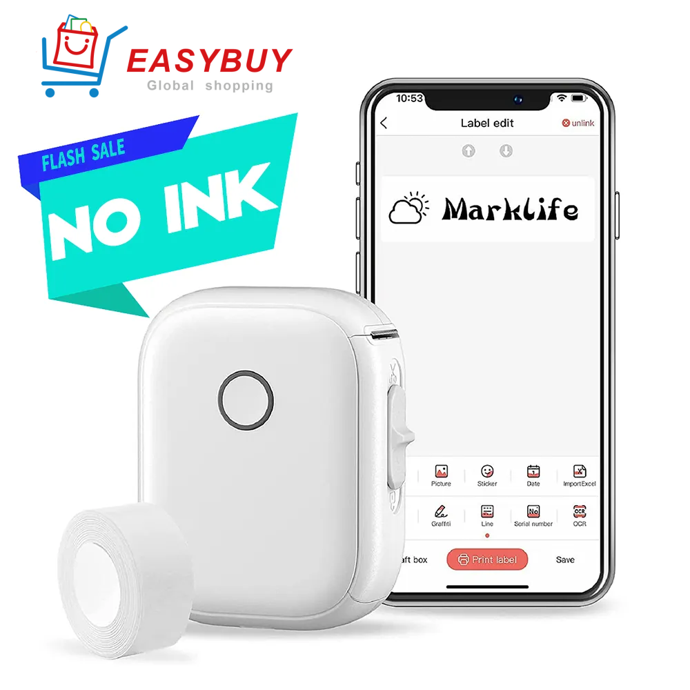 P12 Pocket-Sized Thermal Label Printer - 15mm Portable Tag Maker for Home & Office Organization