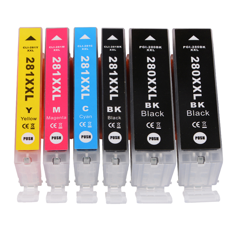 5-Pack Compatible Ink Cartridges for Canon PGI-280XXL CLI-281XXL | 2 Black, 1 Cyan, 1 Magenta, 1 Yellow | Works with Canon TR8520 TR8620 TR7520 TR8600 TS6120 TS6220 TS9120 Printers