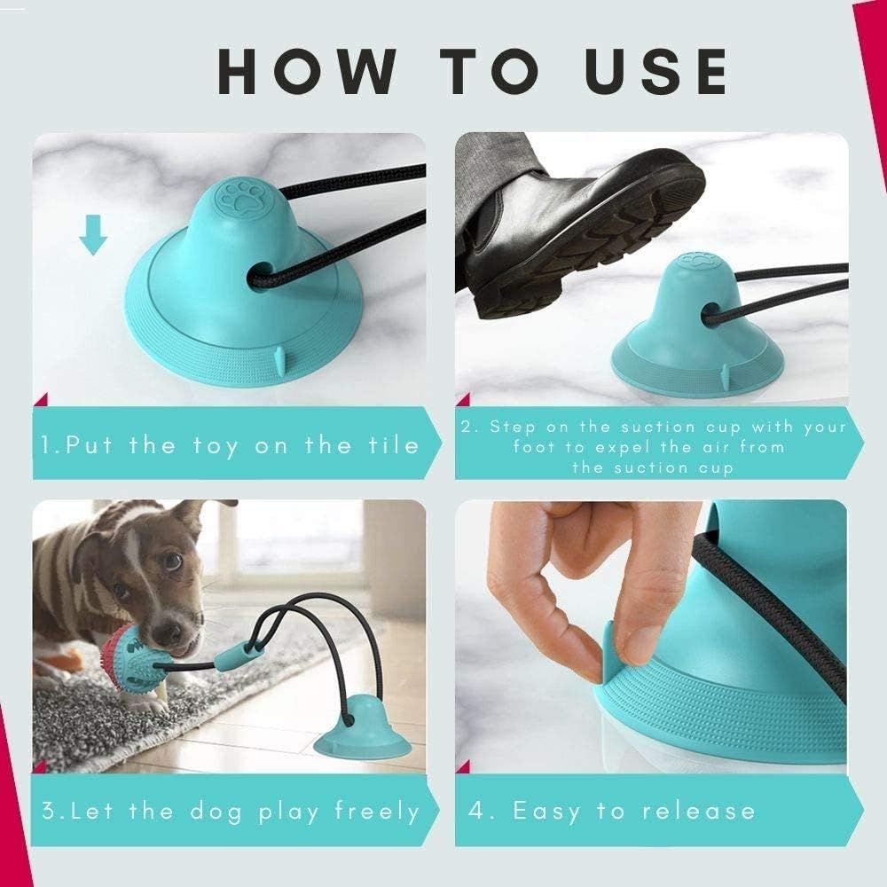 Multifunction Pet Molar Bite Toy, Juguete Mordedor Mascota, Juguete Multifuncional para Mordedura De Molar, Mordedura De Perro del Entrenamiento con Ventosa,Blue