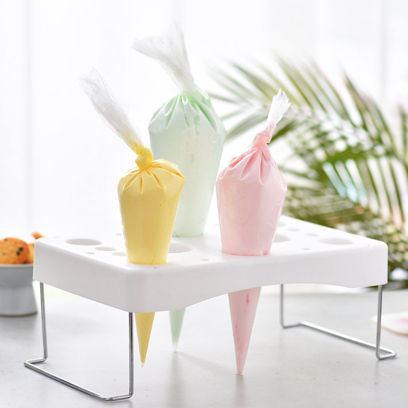 Piping bag shelf Decorating bag rack Cake decorating frosting bag rack Stainless steel feet Cake tools DIY baking 12 cavity cream bag rack (1 Packs)