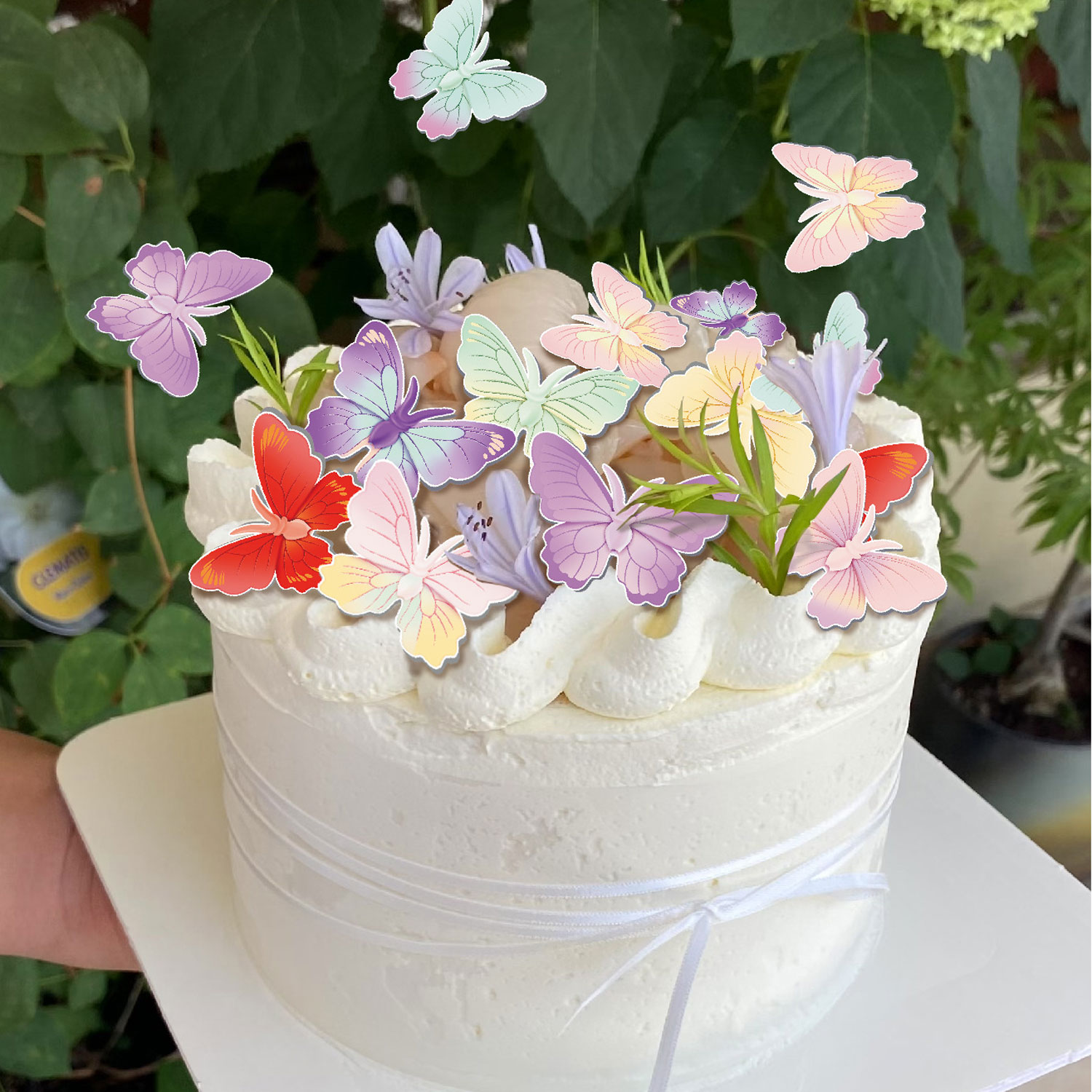 Fruit Garden Butterfly Cake Picks | 72 Edible Wafer Paper Butterflies with Fruit-Print Wings, Assorted Color Cupcake Decorations, Whimsical Edible Cake Toppers for Spring Parties