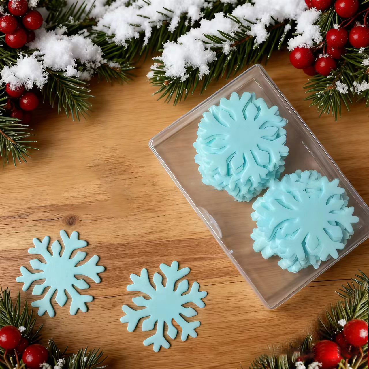 Frozen Wonderland Cake Decor | 50-Pack Mixed Color Edible Snowflakes for Themed Parties, Movie-Inspired Winter Dessert Toppers, Enchanted Ice Palace Decorating Kit