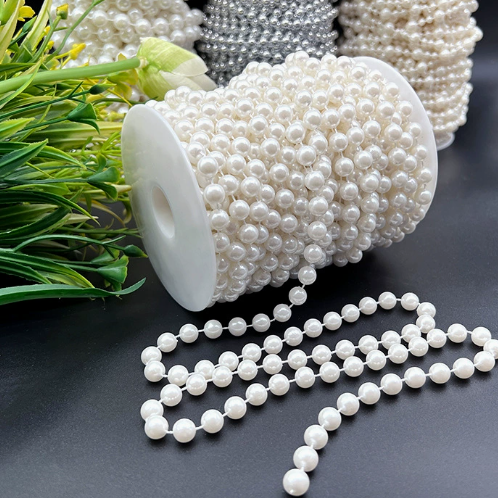 6-14mm Artificial Pearl Bead Garland Strand, Continuous Plastic Pearl String for Wedding Party Decor, DIY Craft, Wreath & Bouquet Embellishment