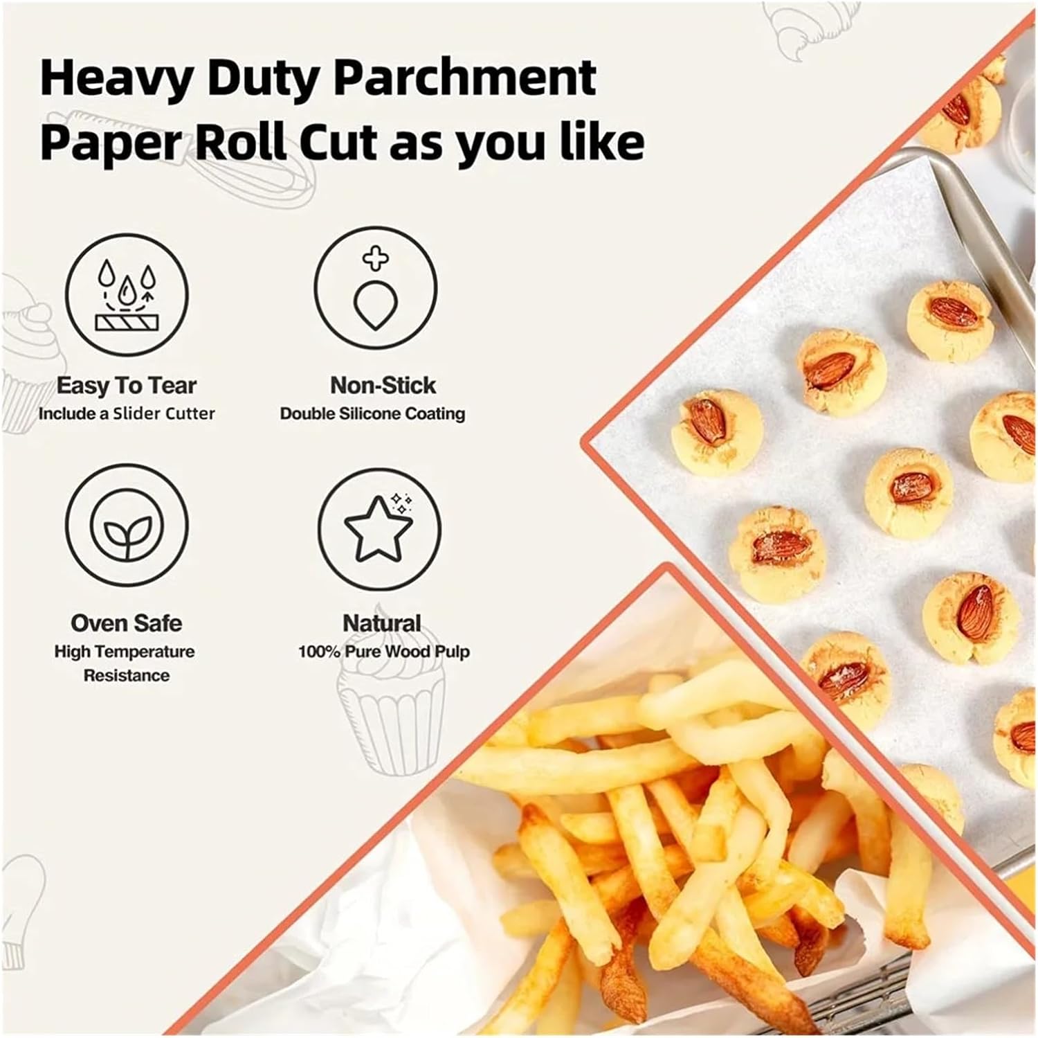 Multi-Purpose Baking Paper: Heat-Resistant Sheets for Ovens, Grilling & Food Wrapping (with metal serrations)