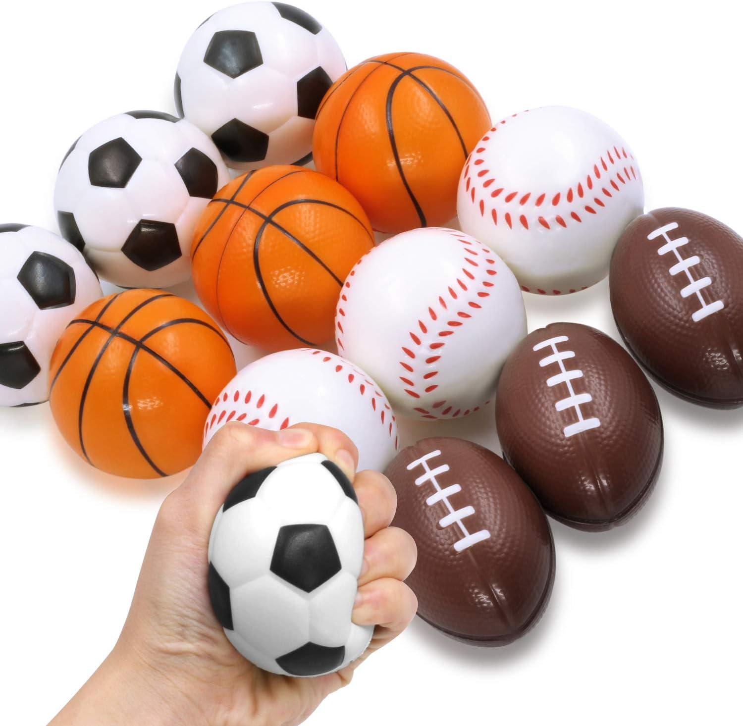 63mm PU Stress Ball Soccer Basketball Tennis Baseball Foam Squeeze Ball Kids Toy