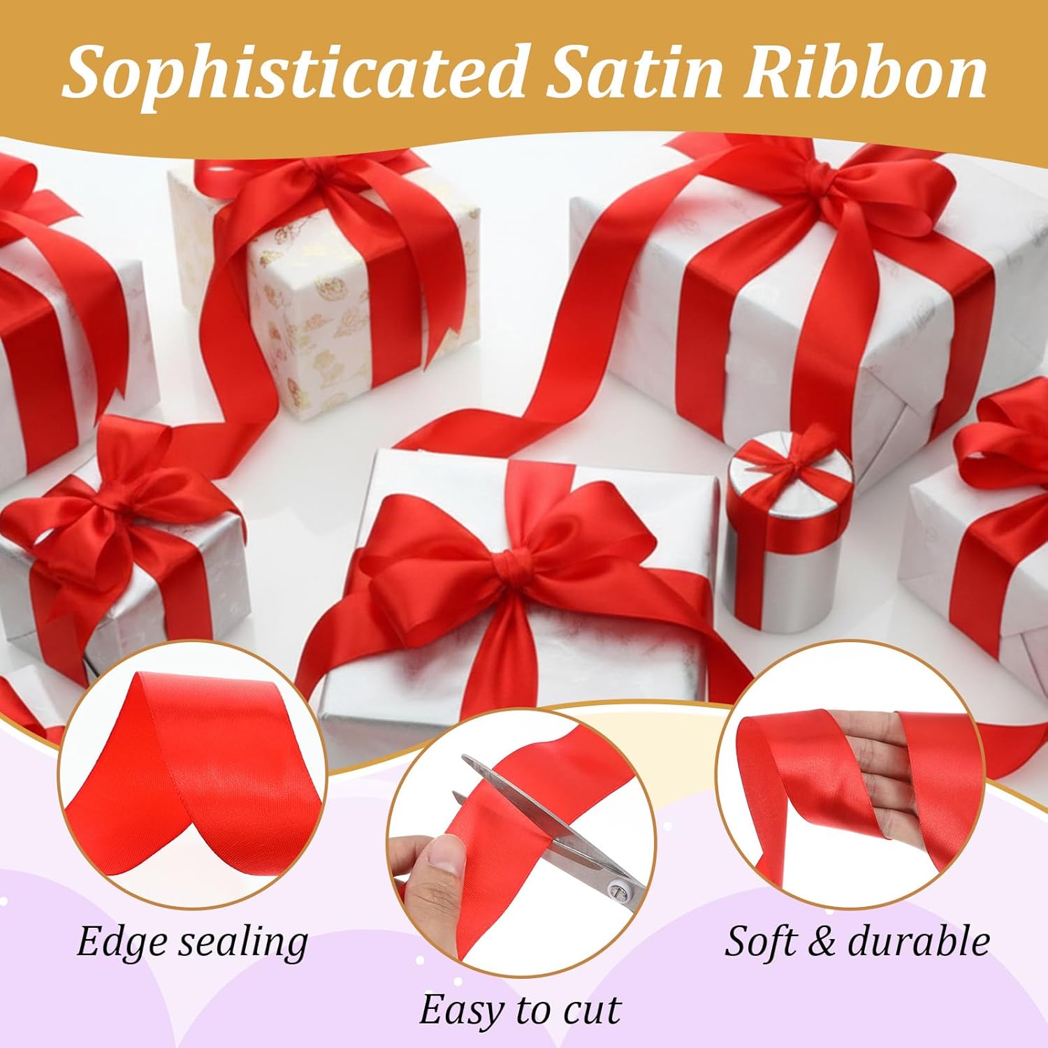 4cm Wide Solid Satin Ribbon Roll DIY Rose Flower Making Bow Ribbon Gift Wrapping Bouquet Packaging Wedding Party Hanging Decorative Ribbon