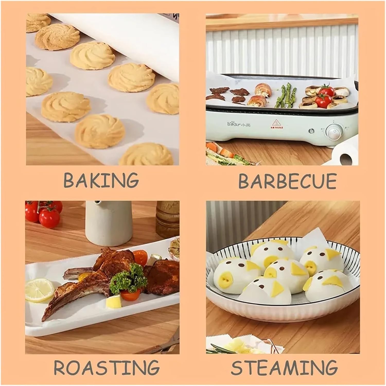 Multi-Purpose Baking Paper: Heat-Resistant Sheets for Ovens, Grilling & Food Wrapping (with metal serrations)