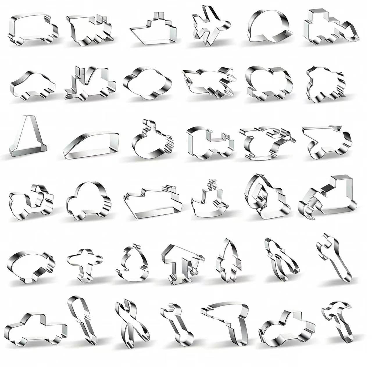 Stainless Steel Cookie Cutters, Kids' Vehicle & Transportation Shapes for Baking & Cake Decorating