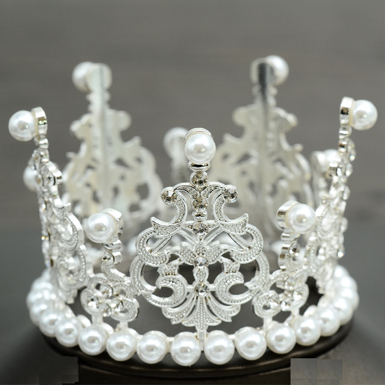 Full Diamond Pearl Bridal Large Crown - New Style Adult Wedding Headpiece, Reusable as Birthday Baking Cake Decoration
