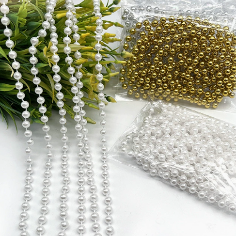 6-14mm Artificial Pearl Bead Garland Strand, Continuous Plastic Pearl String for Wedding Party Decor, DIY Craft, Wreath & Bouquet Embellishment