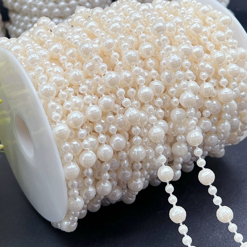 6-14mm Artificial Pearl Bead Garland Strand, Continuous Plastic Pearl String for Wedding Party Decor, DIY Craft, Wreath & Bouquet Embellishment