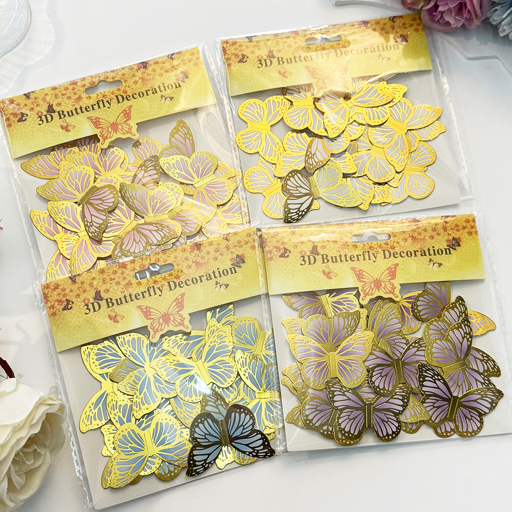Shimmering 3D Gold Foil Butterflies - Whimsical Elegance for Enchanted Decor