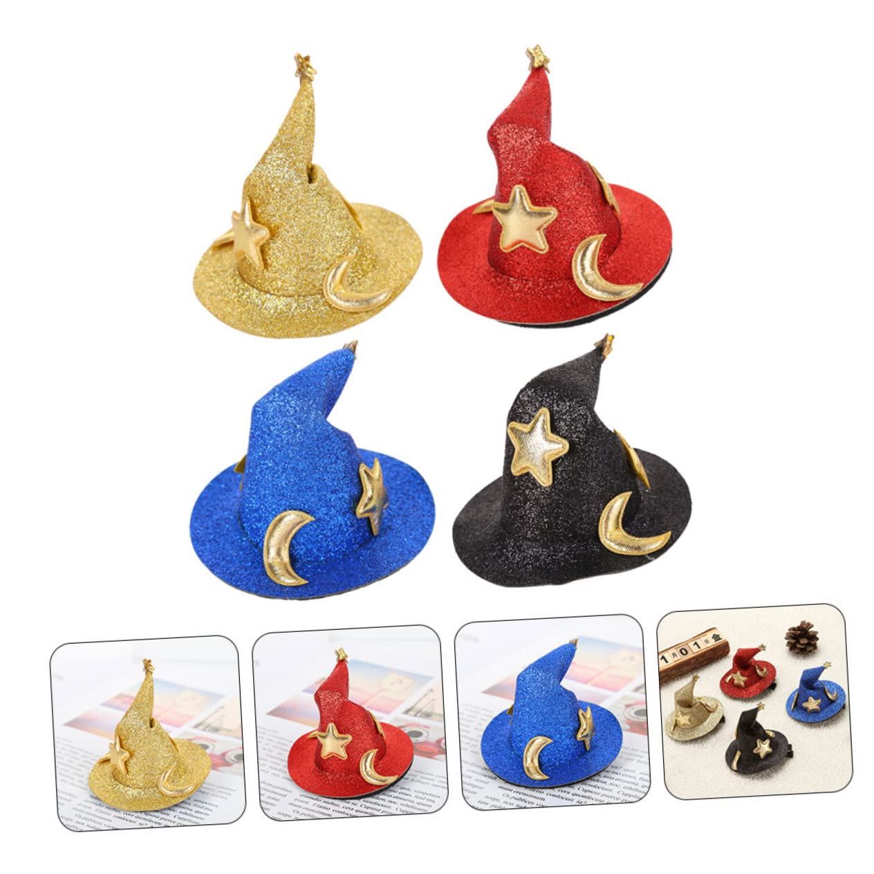 20 Pcs Halloween Hair Clips Mini Witch Hat Clip Halloween Barrettes Little Girl Mini Top Hats Mini Witch Hats Makeup Hair Clips Blue Decor Hair Clasp Outdoor Womens Hairpin Cloth