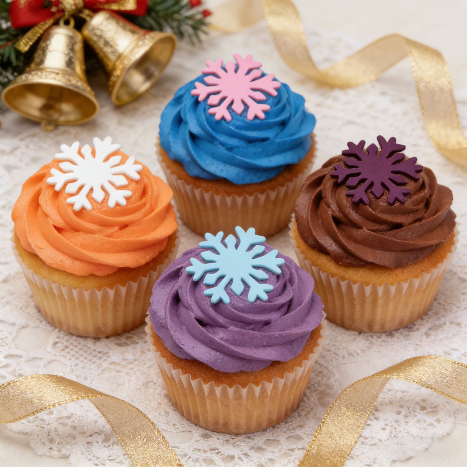 Frozen Wonderland Cake Decor | 50-Pack Mixed Color Edible Snowflakes for Themed Parties, Movie-Inspired Winter Dessert Toppers, Enchanted Ice Palace Decorating Kit