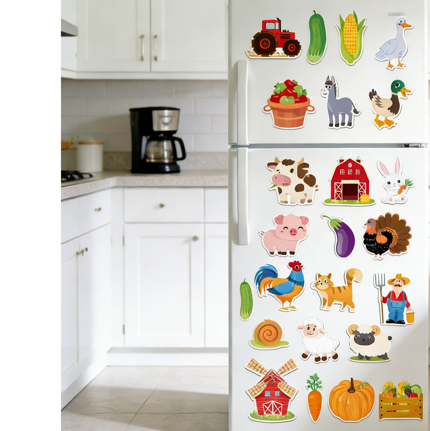 Farm Theme Soft Magnet Set | Vegetables Fruits & Farm Animals Fridge Magnets, Educational Magnetic Toys for Kids & Refrigerator Decor
