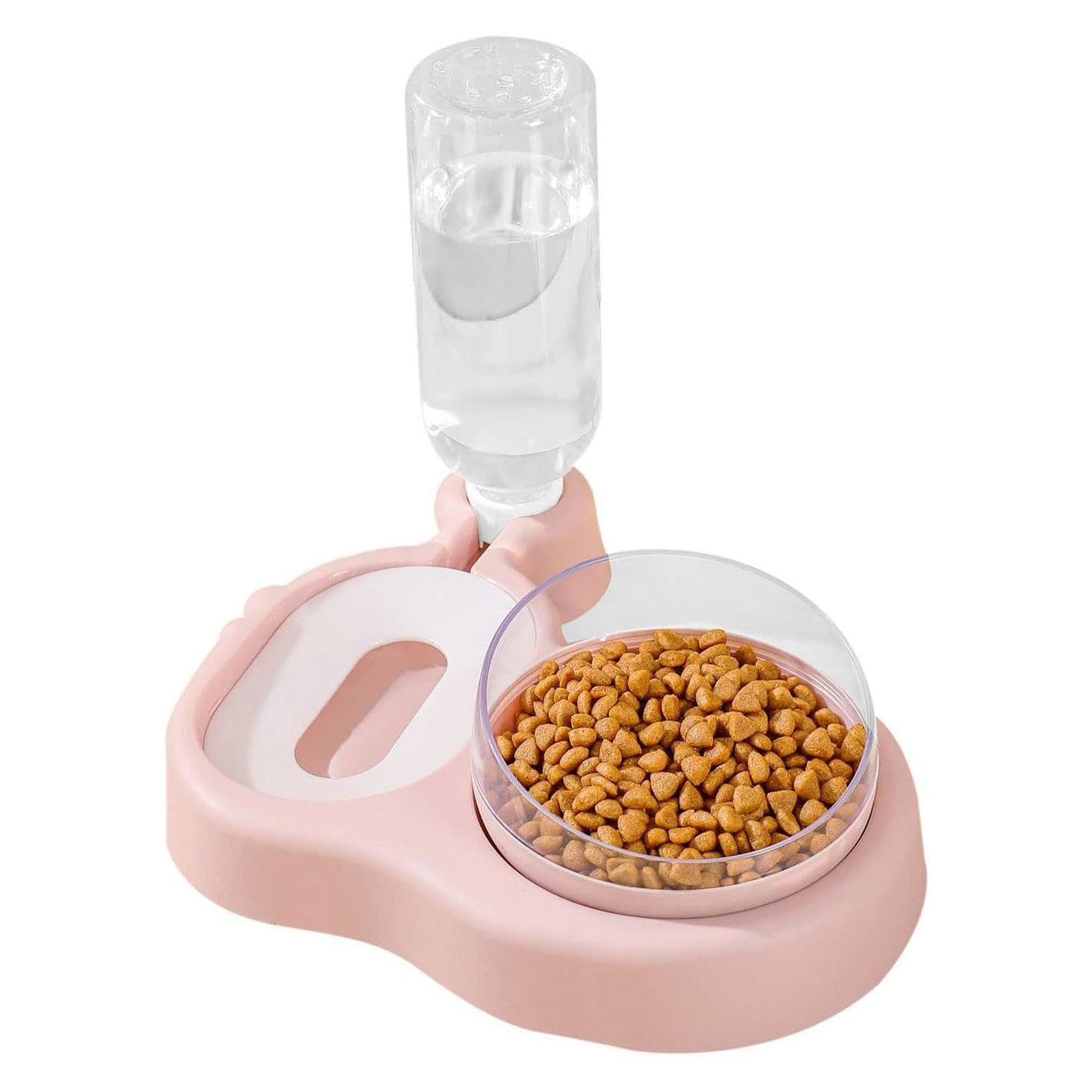 2 in 1 Dog Cat Bowls Water and Food Bowl Set, 15°Tilted Raised Cat Bowls with Automatic Water Dispenser Bottle and Detachable Cat Dish, Pet Feeder for Small or Medium Dogs Cats Puppy Kitten Rabbit
