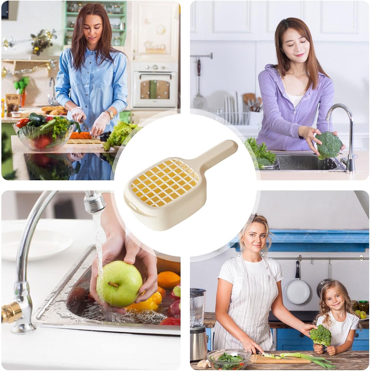 Generic Fruit Strainer Kitchen   Basket Drainage Kitchen   Basket Fruit Colander   Handy Colander - Efficient Kitchen Drainage Basket for Washing Blueberries, Small Tomatoes, Grapes, Light Yellow