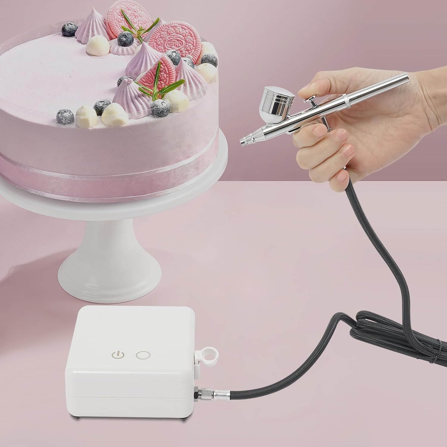 Multi-Purpose Airbrushing Tool Kit, 2-Gear Pressure Regulation, Automatic Shutdown, Touch Switch, for Airbrush Manicure, Cake Decoration, Model Painting, Art Painting