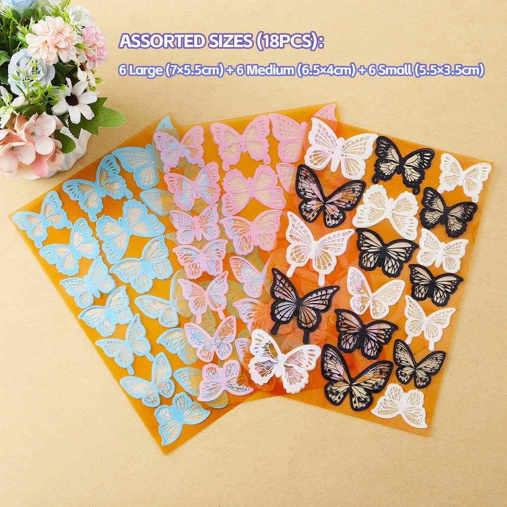 Delicate Laser-Cut Butterflies for Wall & Cake Decor – Ethereal Lace Design, Food-Safe, 18pcs