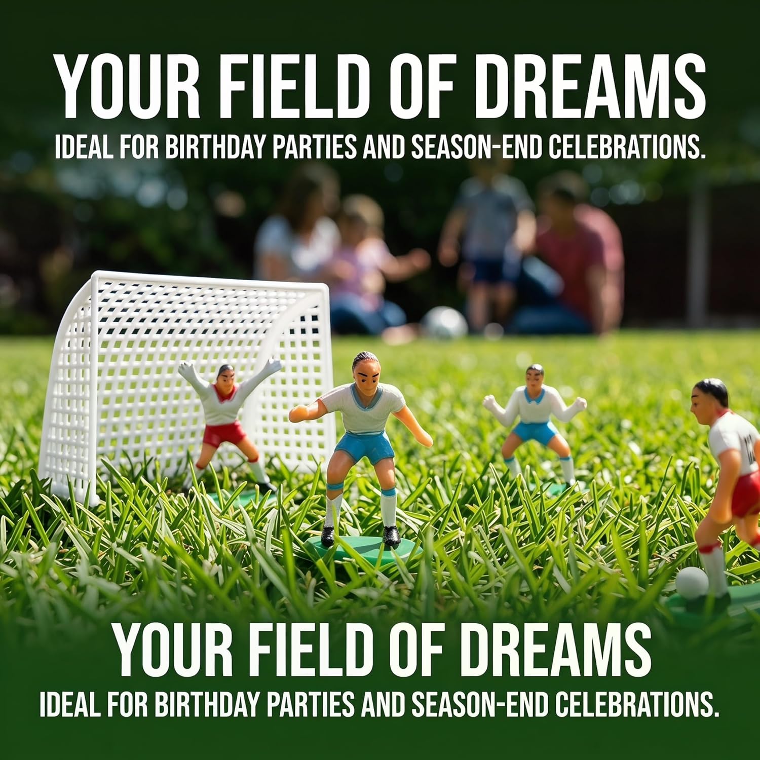 Football Cake Topper Set, Cake Topper with 6 Soccer Player Figures and 2 Goals Creative Sports Themed Birthday Decoration for Boys Non-Edible Soccer Party Decor