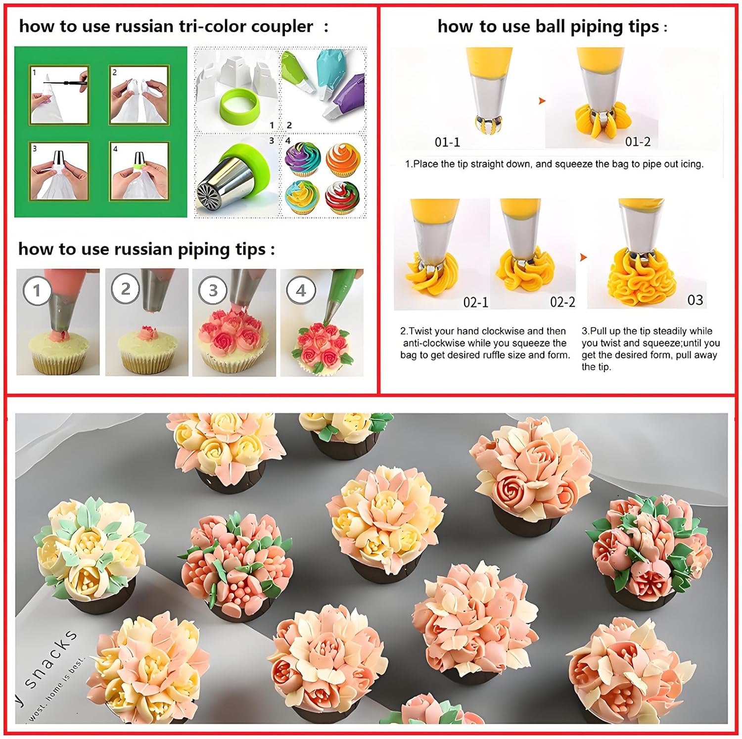 387Pcs Cake Decorating Kit - Piping Tips, TPU Piping Bags & Cream Scrapers for Baking