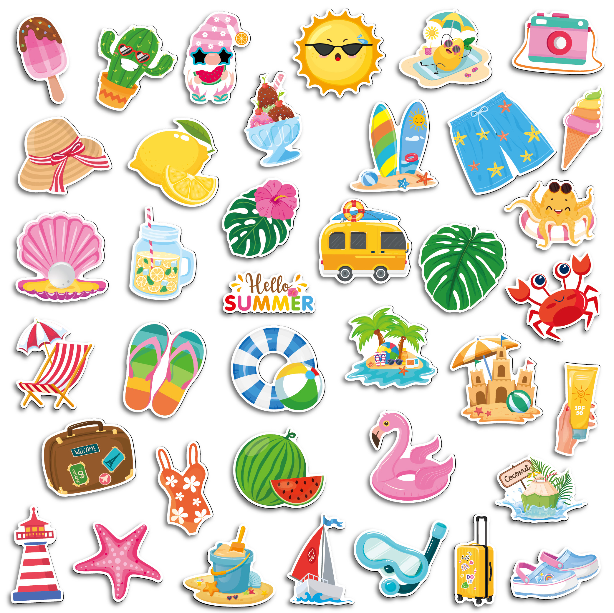 Summer Beach Magnetic Decor Set | Soft Fridge Magnets with Coastal Designs, Vibrant Vacation Theme Stickers for Refrigerator & Metal Surfaces
