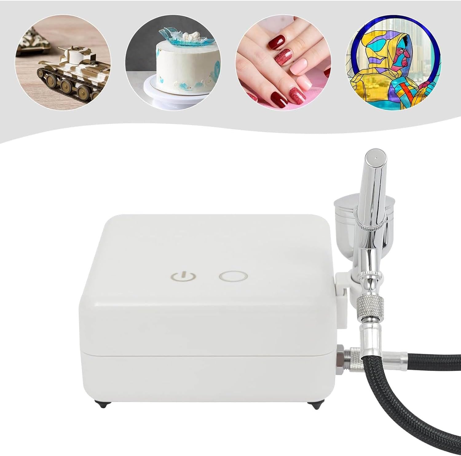 Multi-Purpose Airbrushing Tool Kit, 2-Gear Pressure Regulation, Automatic Shutdown, Touch Switch, for Airbrush Manicure, Cake Decoration, Model Painting, Art Painting