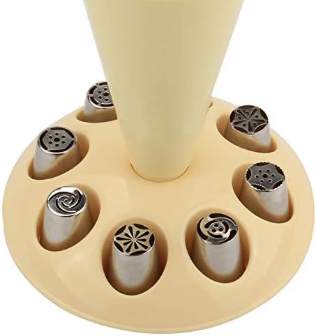 Piping Bag Holder Stand for Filling, Pastry Bag Holder Stand, Decorating Bag Holder with 8 Slots Nozzles Holder, Plastic Pastry Bag Stand for Cake Decorating Kit, Baking Accessories (Blue)（Red)(Yellow)(Grey)(Black)