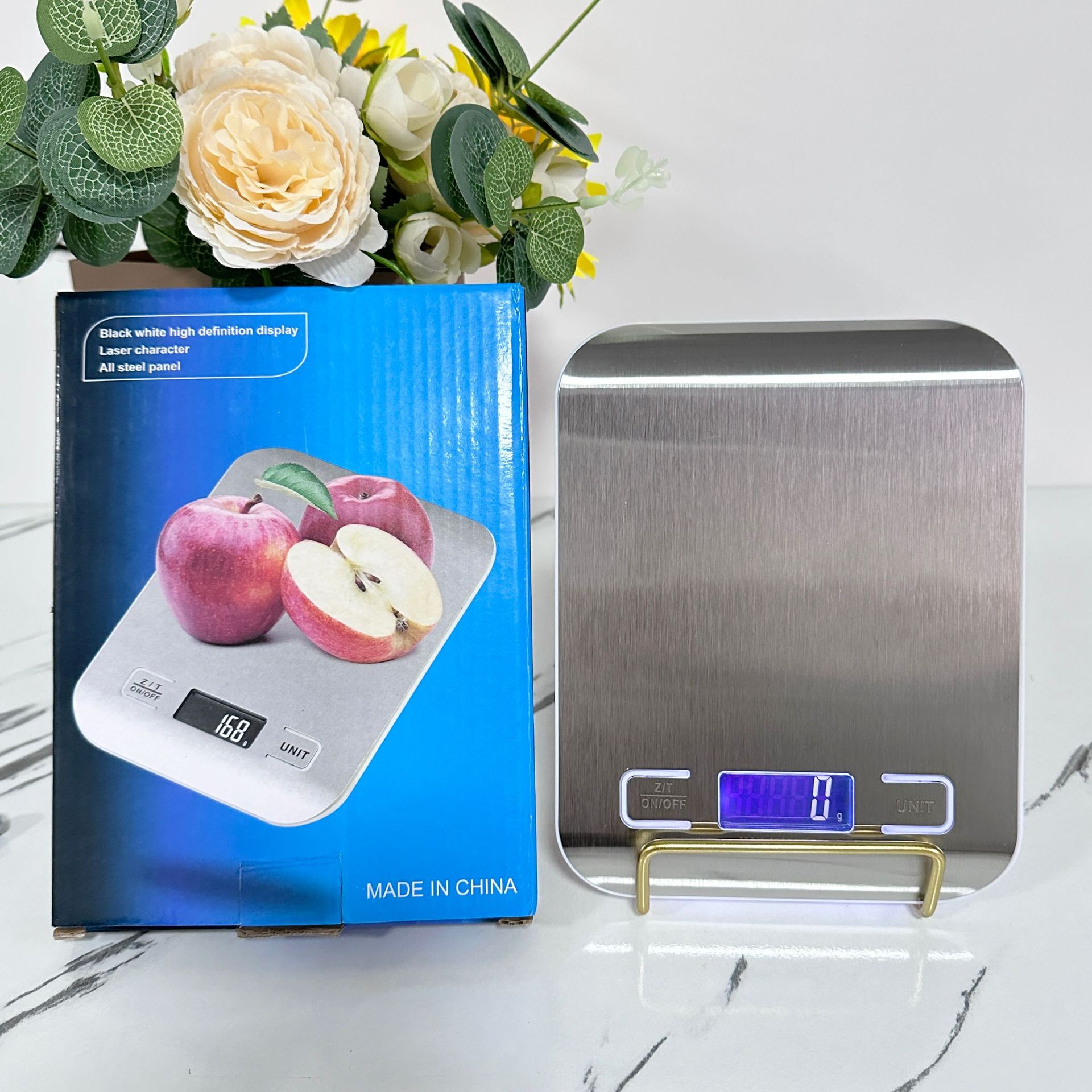 P20 Stainless Steel Digital Kitchen Scale, 5kg/10kg Capacity with LCD Backlight