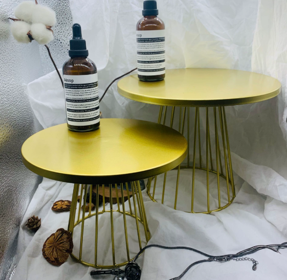 2-Piece Gold Tiered Cake Stand Set - Elegant Wedding & Birthday Dessert Display for Cakes and Cupcakes