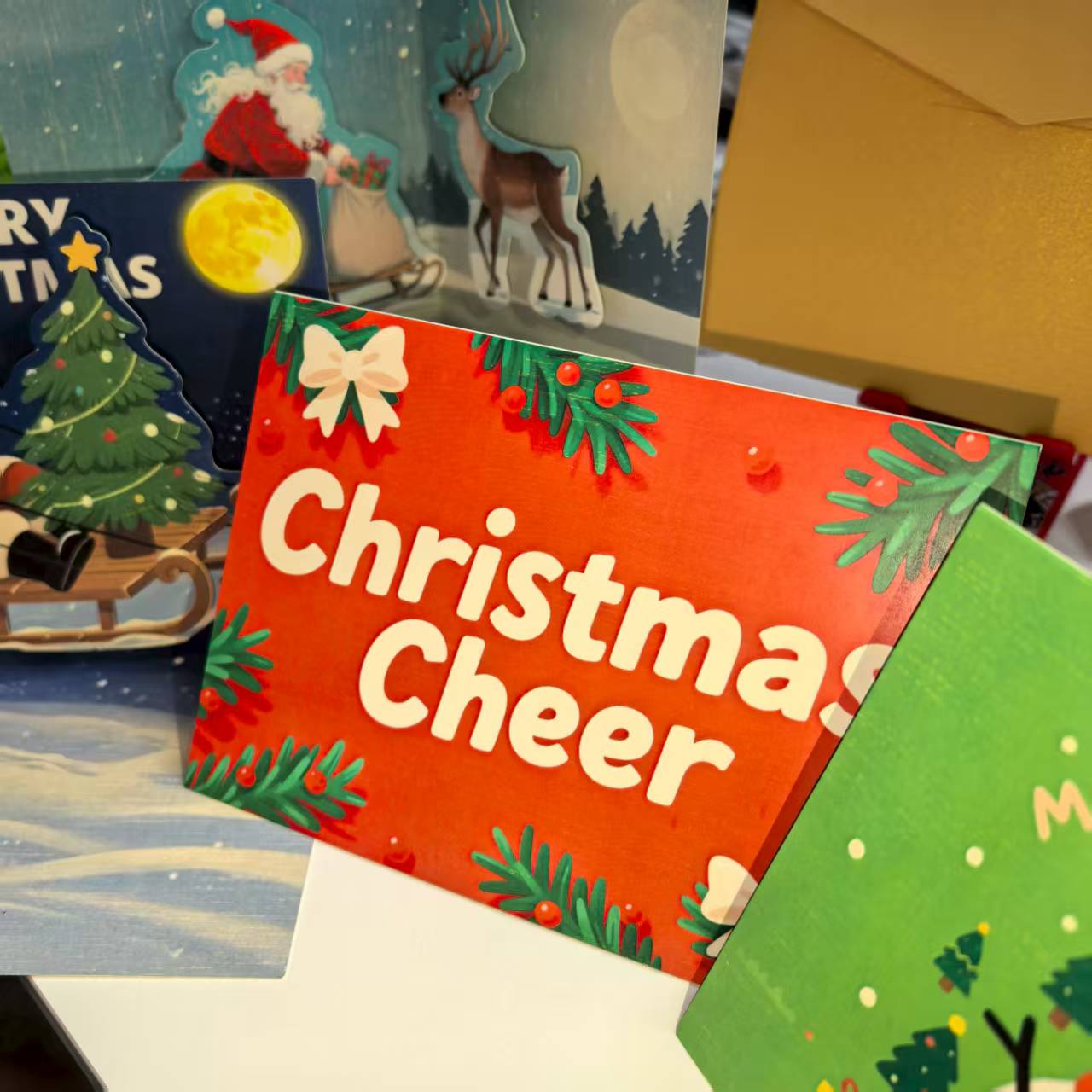 3D Pop-Up Christmas Greeting Card with Tree Design, Bulk Customizable for Corporate Gifts, Thanksgiving