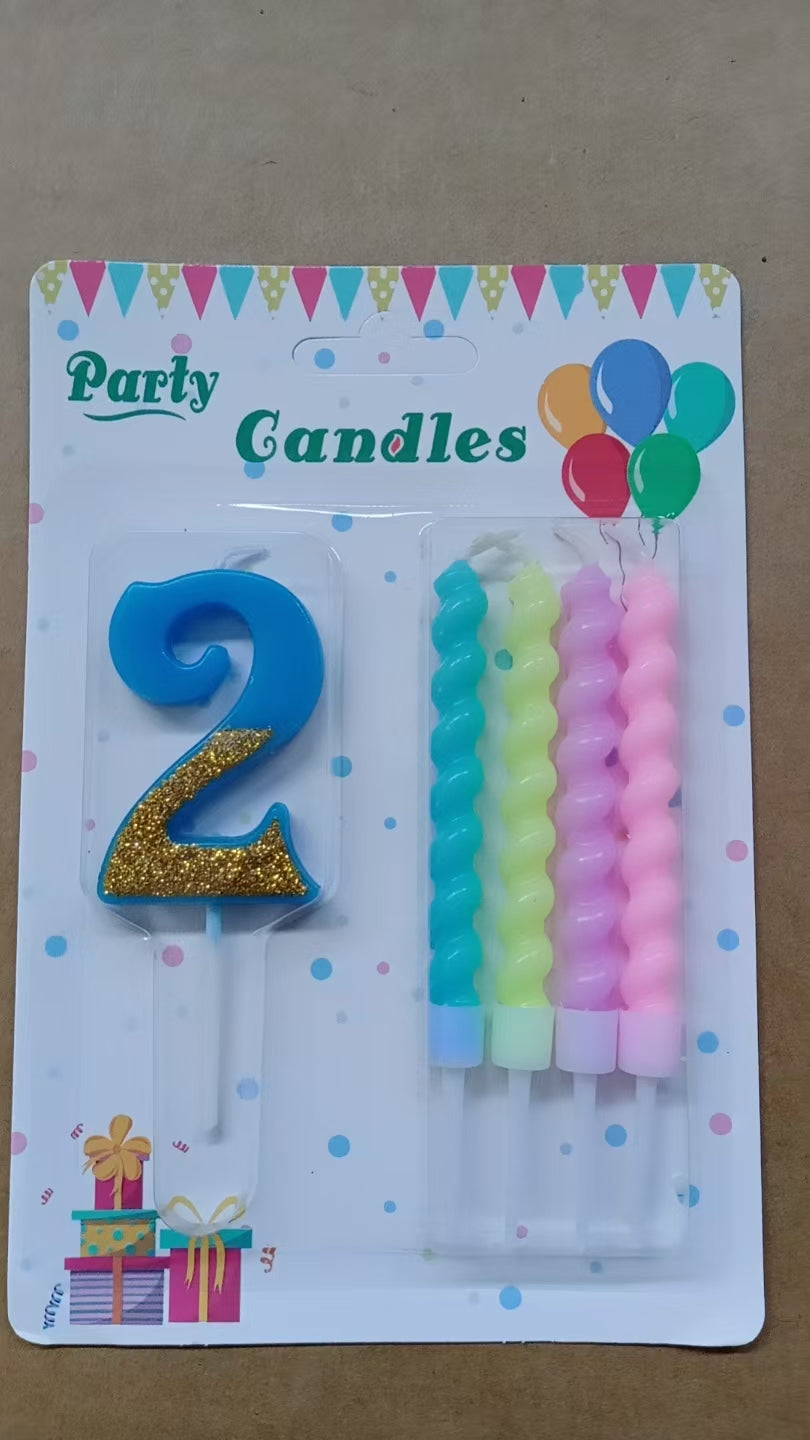 Braided Candle Collection - 4 Elegant Spiral Tapers + 1 Decorative Number Candle for Celebrations