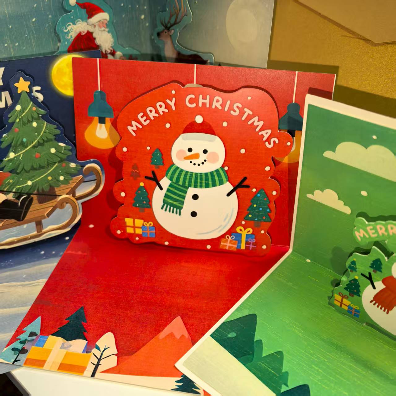 3D Pop-Up Christmas Greeting Card with Tree Design, Bulk Customizable for Corporate Gifts, Thanksgiving