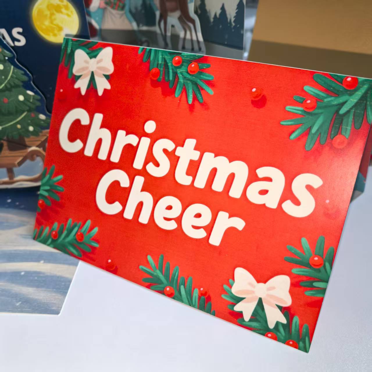 3D Pop-Up Christmas Greeting Card with Tree Design, Bulk Customizable for Corporate Gifts, Thanksgiving