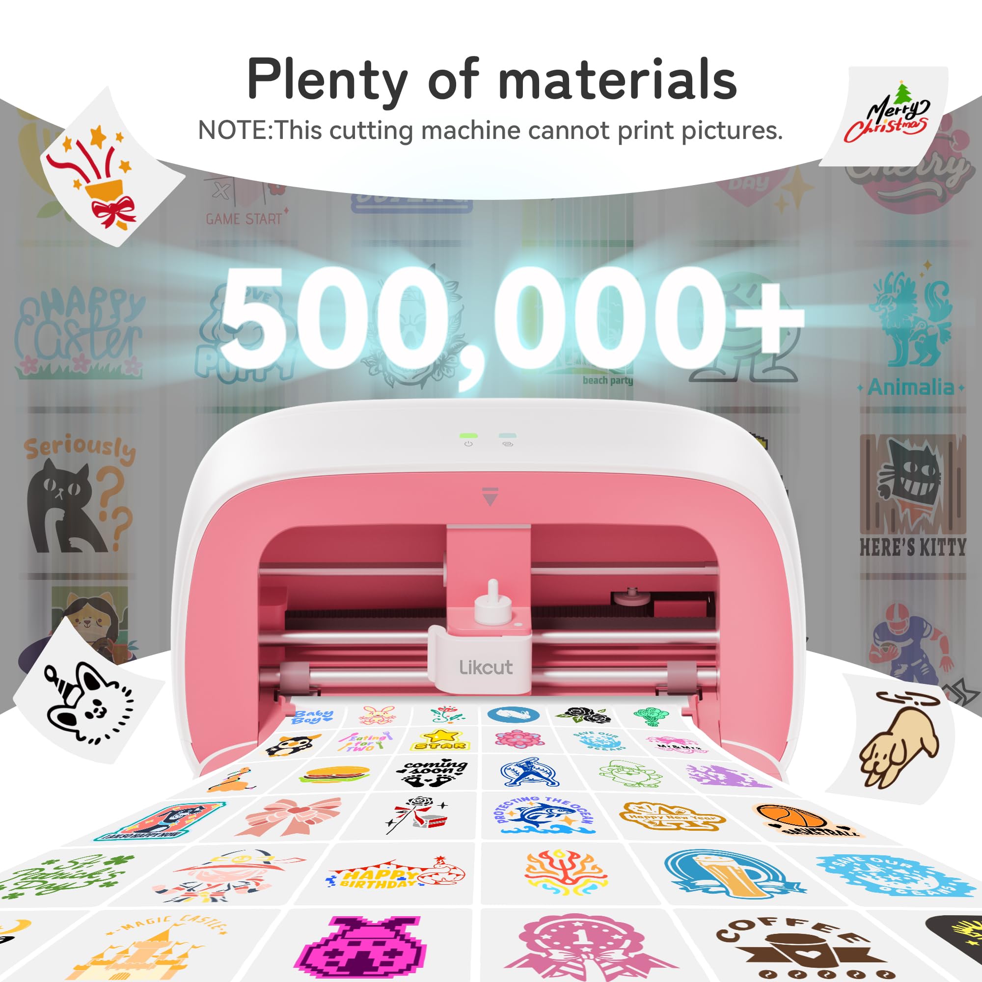 Vinyl Cutter Machine, Upgrade Cutting Machine Glee S501 for DIY Joy, Portable Smart Cutting Tool for Crafter, Sticker Decal Maker Printing for Family & School Fun Projects and Decorations, Pink