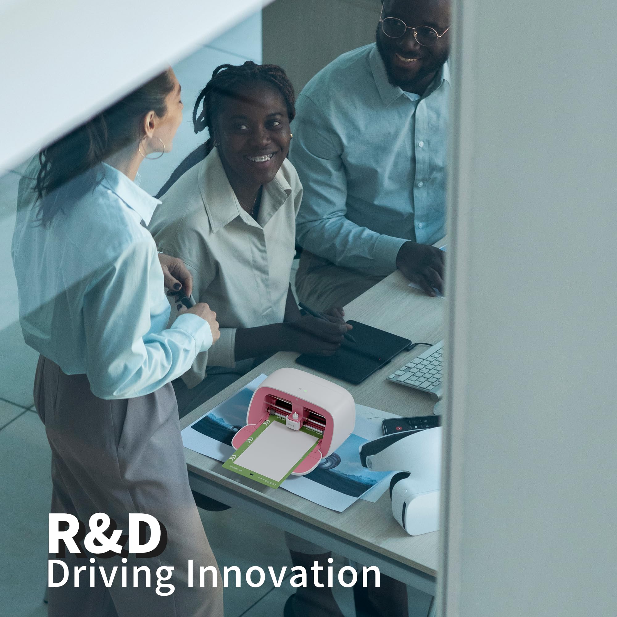 Vinyl Cutter Machine, Upgrade Cutting Machine Glee S501 for DIY Joy, Portable Smart Cutting Tool for Crafter, Sticker Decal Maker Printing for Family & School Fun Projects and Decorations, Pink