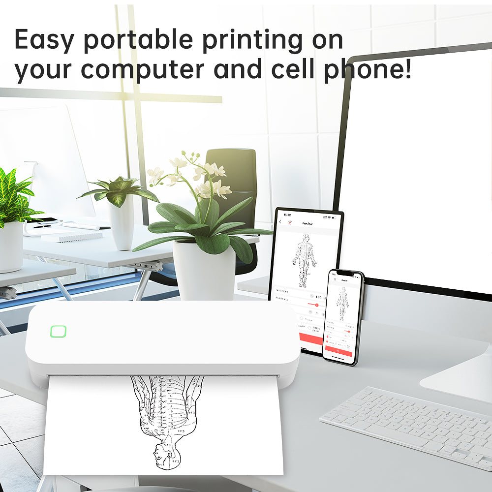 D210 Portable Wireless Thermal Printer – Inkless Printer for Travel, Office & Home, Compatible with iPhone/Android/Mac/Windows, Supports A4