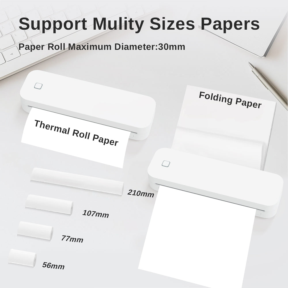 D210 Portable Wireless Thermal Printer – Inkless Printer for Travel, Office & Home, Compatible with iPhone/Android/Mac/Windows, Supports A4