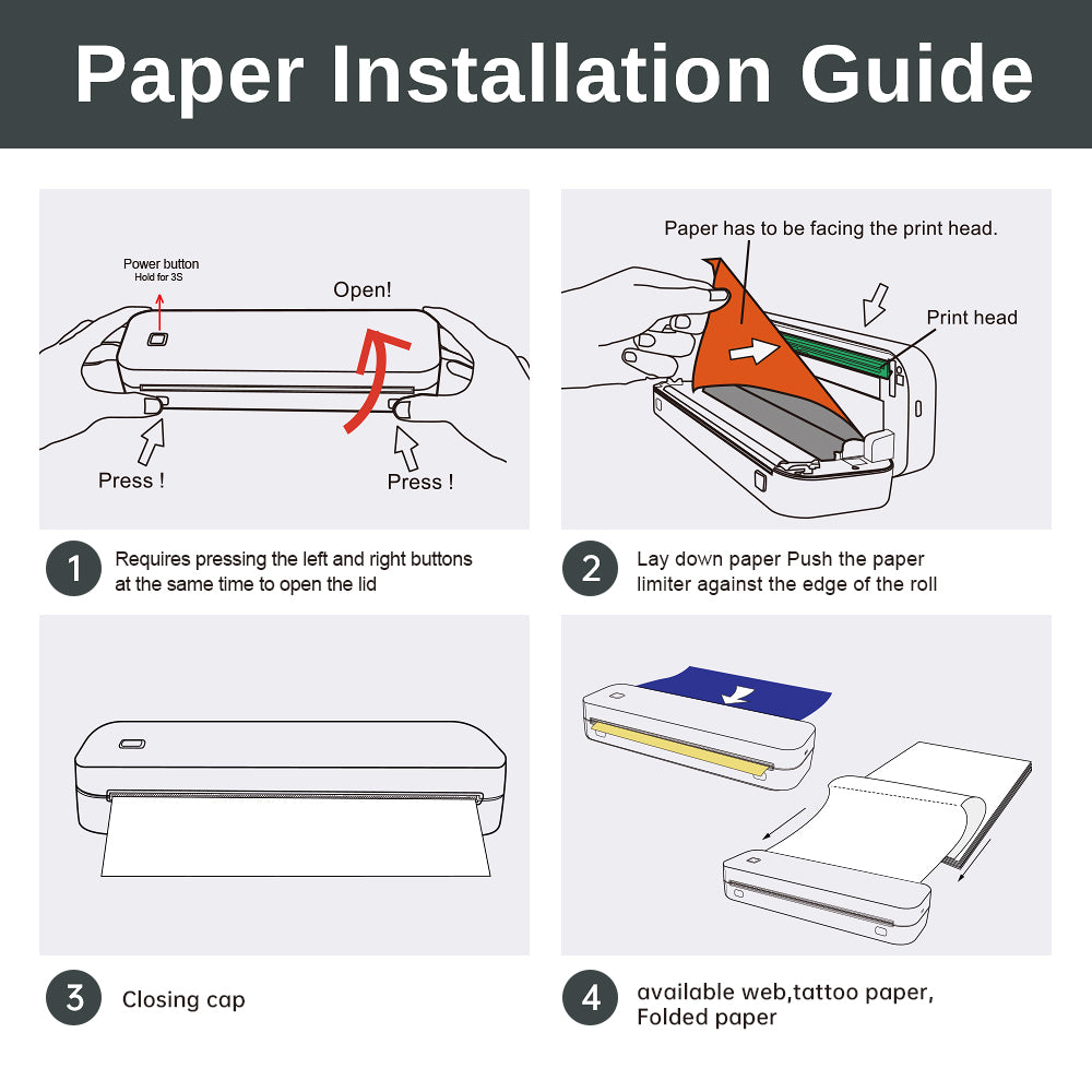 D210 Portable Wireless Thermal Printer – Inkless Printer for Travel, Office & Home, Compatible with iPhone/Android/Mac/Windows, Supports A4
